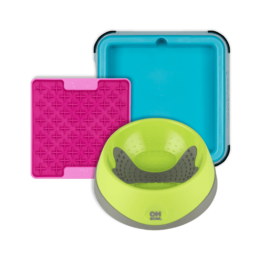 LickiMat® Slow Feeder Dog Bundle – XS Breed Mats, Keeper & OH Bowl