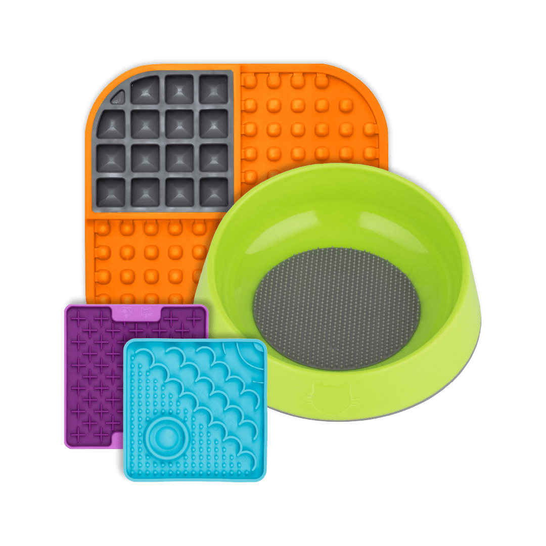 LickiMat® Slow Feeder Cat Bundle – Lick Mats & Oral Health Cat Bowl