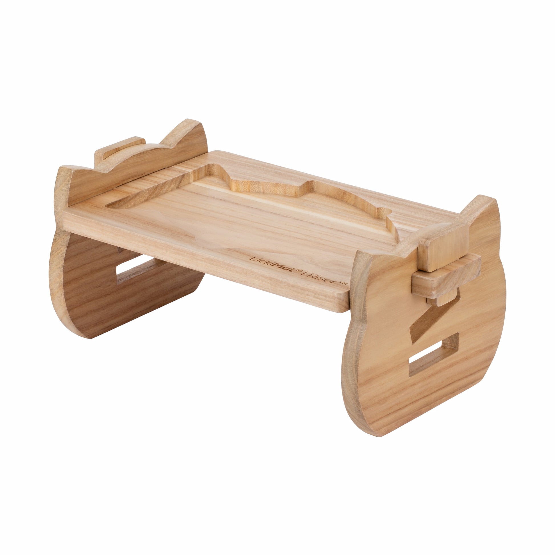 LickiMat® Cat Riser™ – Elevated Cat Feeding Stand for Felix™ & Casper™ with Cat edges on White Background