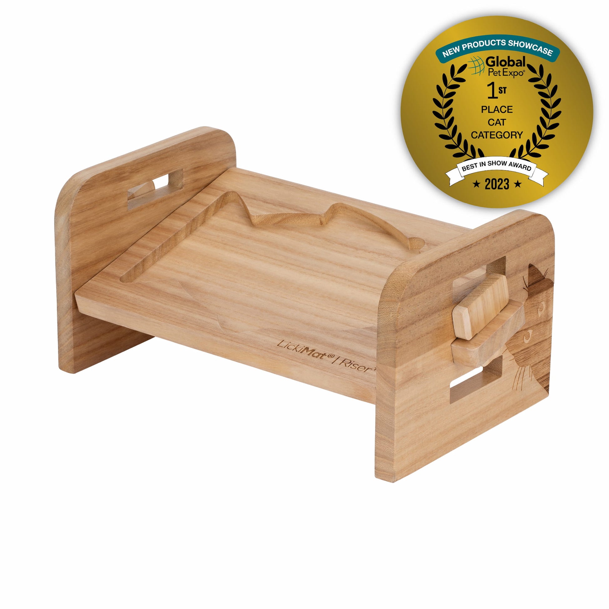 LickiMat® Cat Riser™ – Elevated Cat Feeding Stand for Felix™ & Casper™ with square edges on White Background