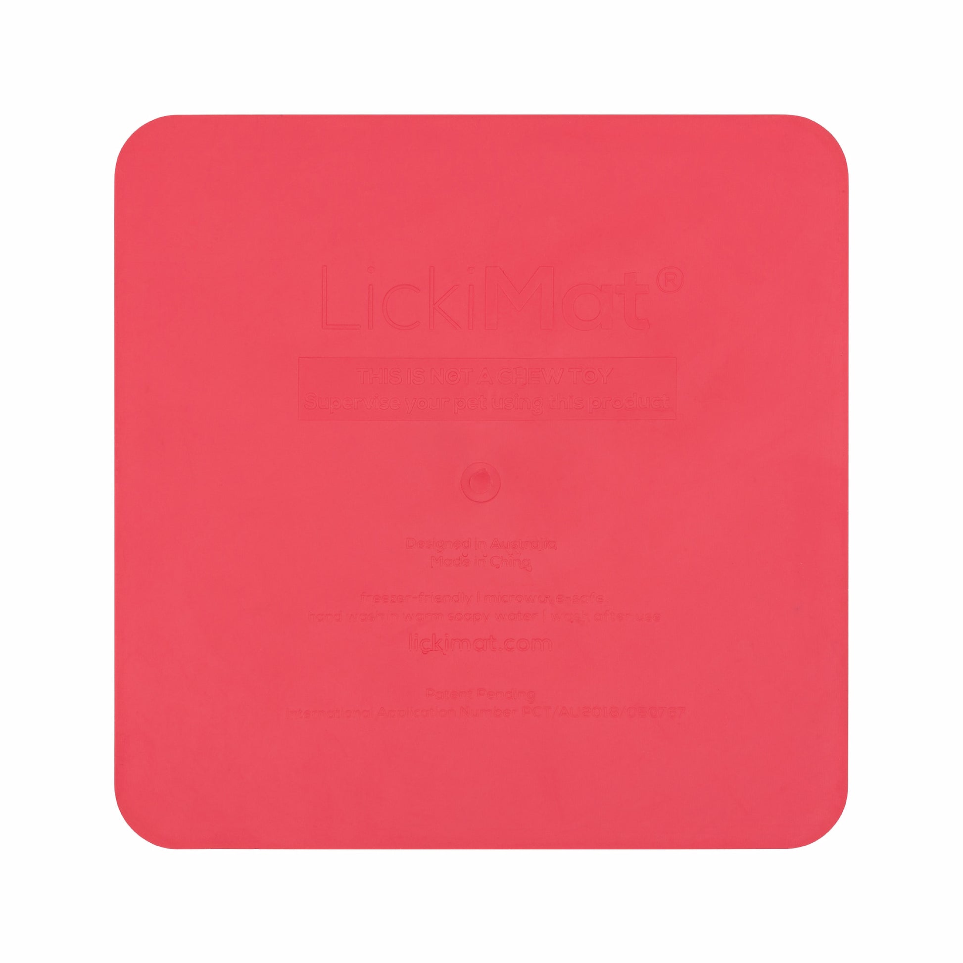 Pink LickiMat® Catster™ – The Original Slow Feeder Lick Mat for Cats (rear) on white background