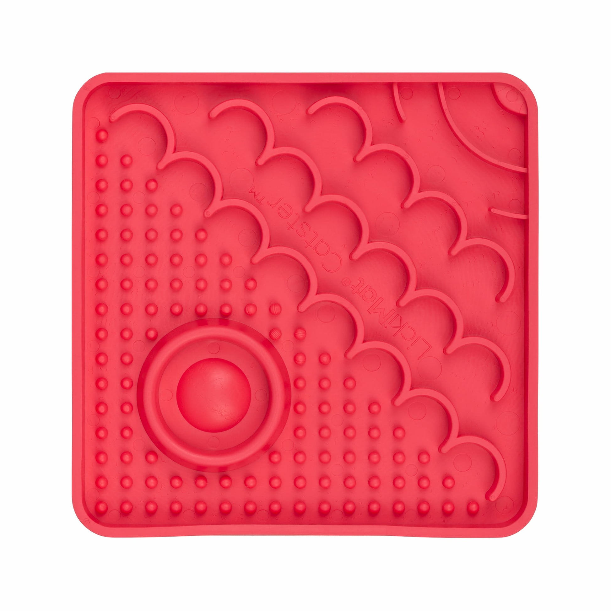 Pink LickiMat® Catster™ – The Original Slow Feeder Lick Mat for Cats (front) on white background