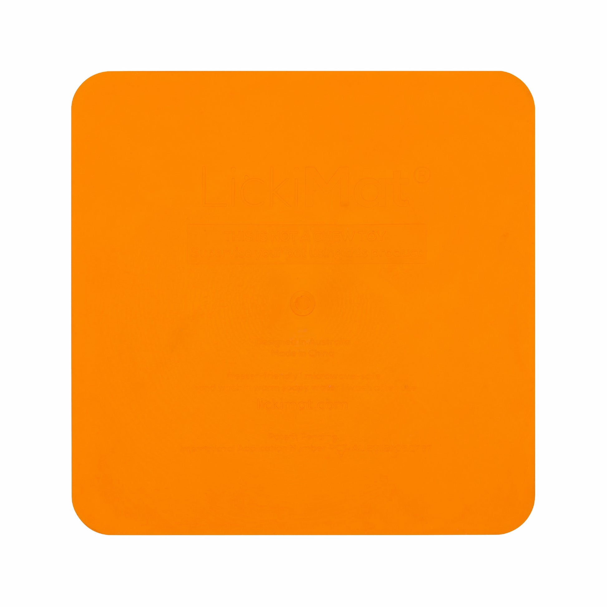 Orange LickiMat® Catster™ – The Original Slow Feeder Lick Mat for Cats (rear) on white background
