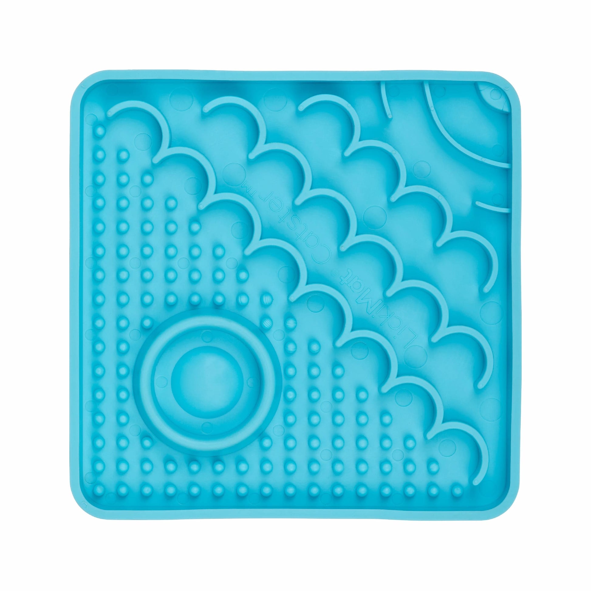 Turquoise LickiMat® Catster™ – The Original Slow Feeder Lick Mat for Cats (front) on white background