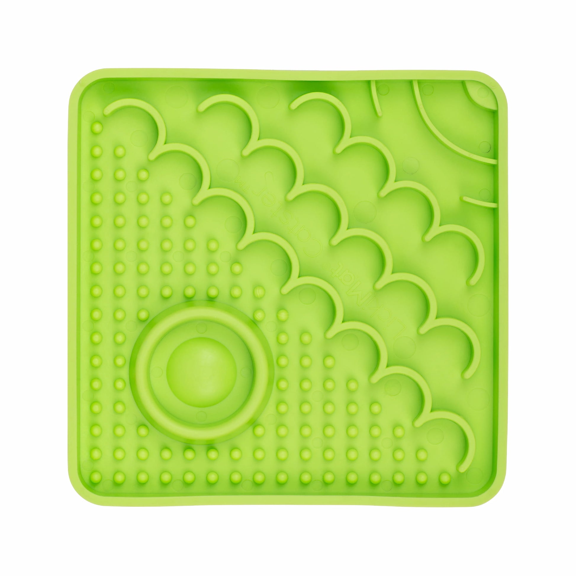 Green LickiMat® Catster™ – The Original Slow Feeder Lick Mat for Cats (front) on white background