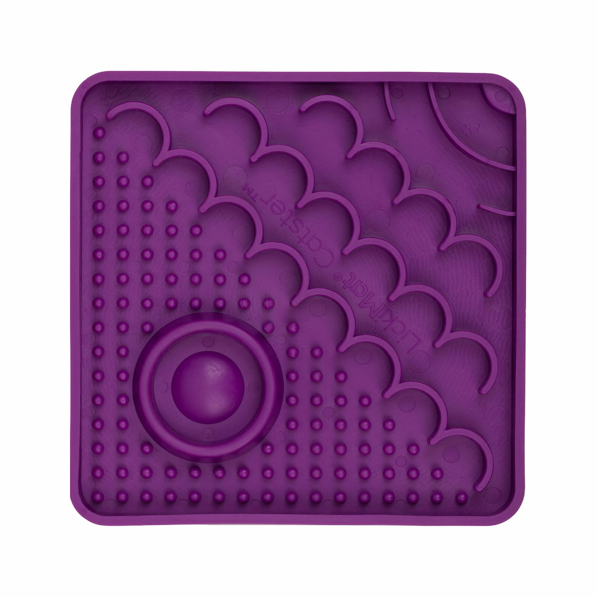 Purple LickiMat® Catster™ – The Original Slow Feeder Lick Mat for Cats (front) on white background
