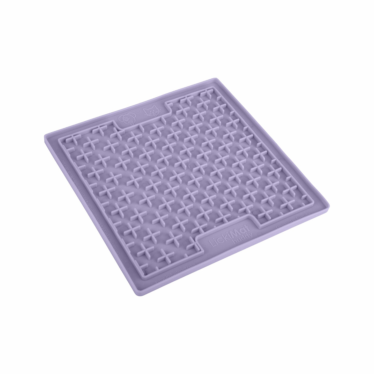 Lavender LickiMat® Classic Buddy™ – Original Slow Feeder Lick Mat for Dogs (side) on a white background