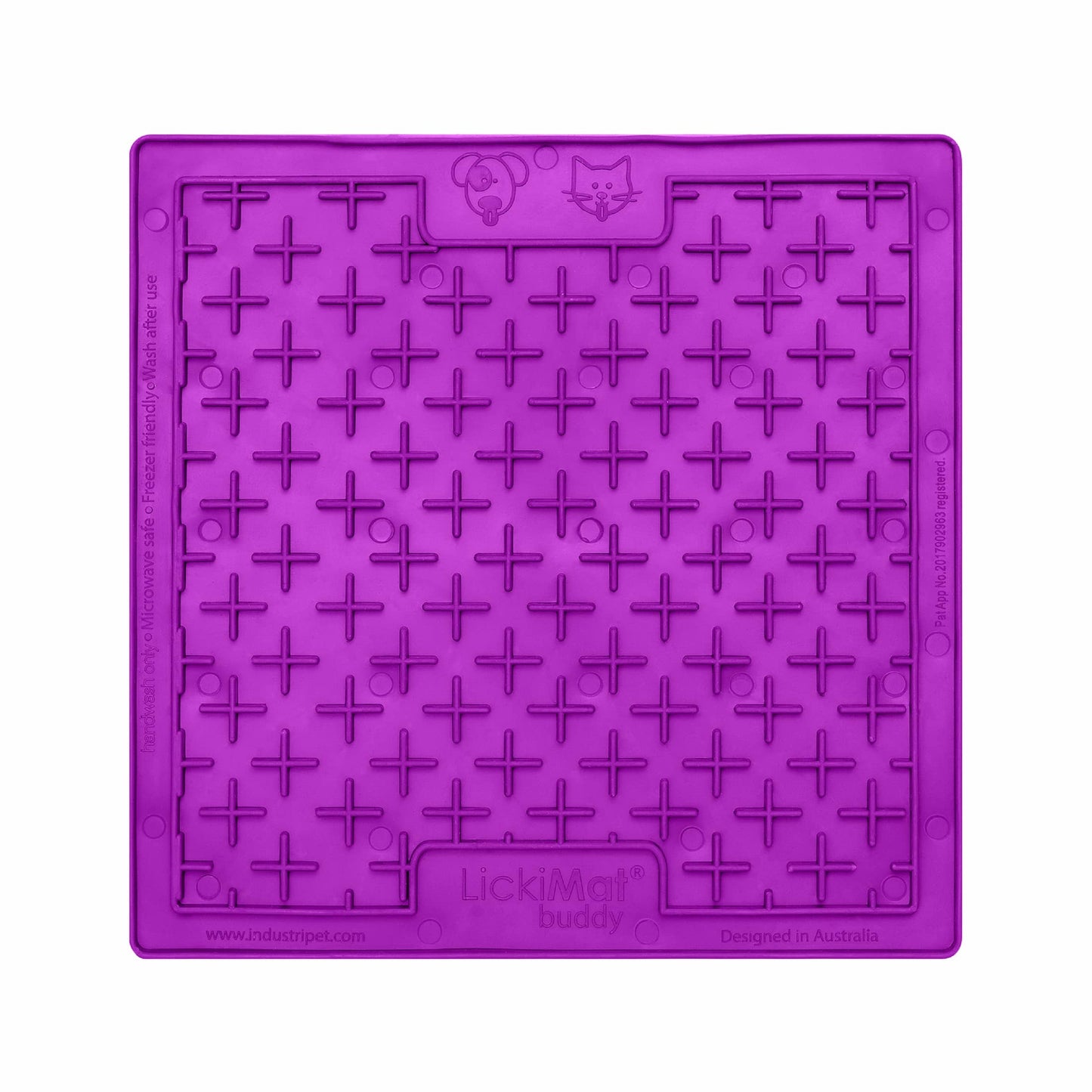 Purple LickiMat® Classic Buddy™ – Original Slow Feeder Lick Mat for Dogs (front) on a white background