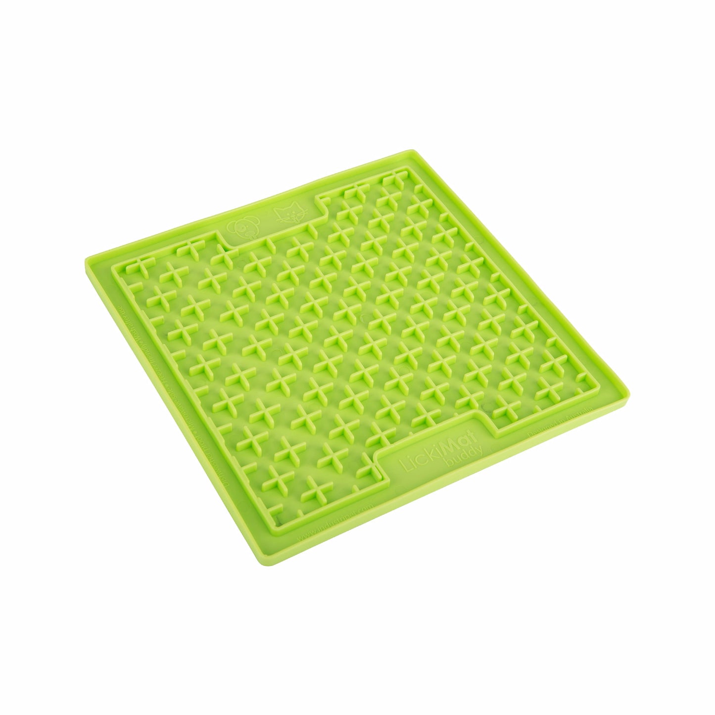 Green LickiMat® Classic Buddy™ – Original Slow Feeder Lick Mat for Dogs (side) on a white background