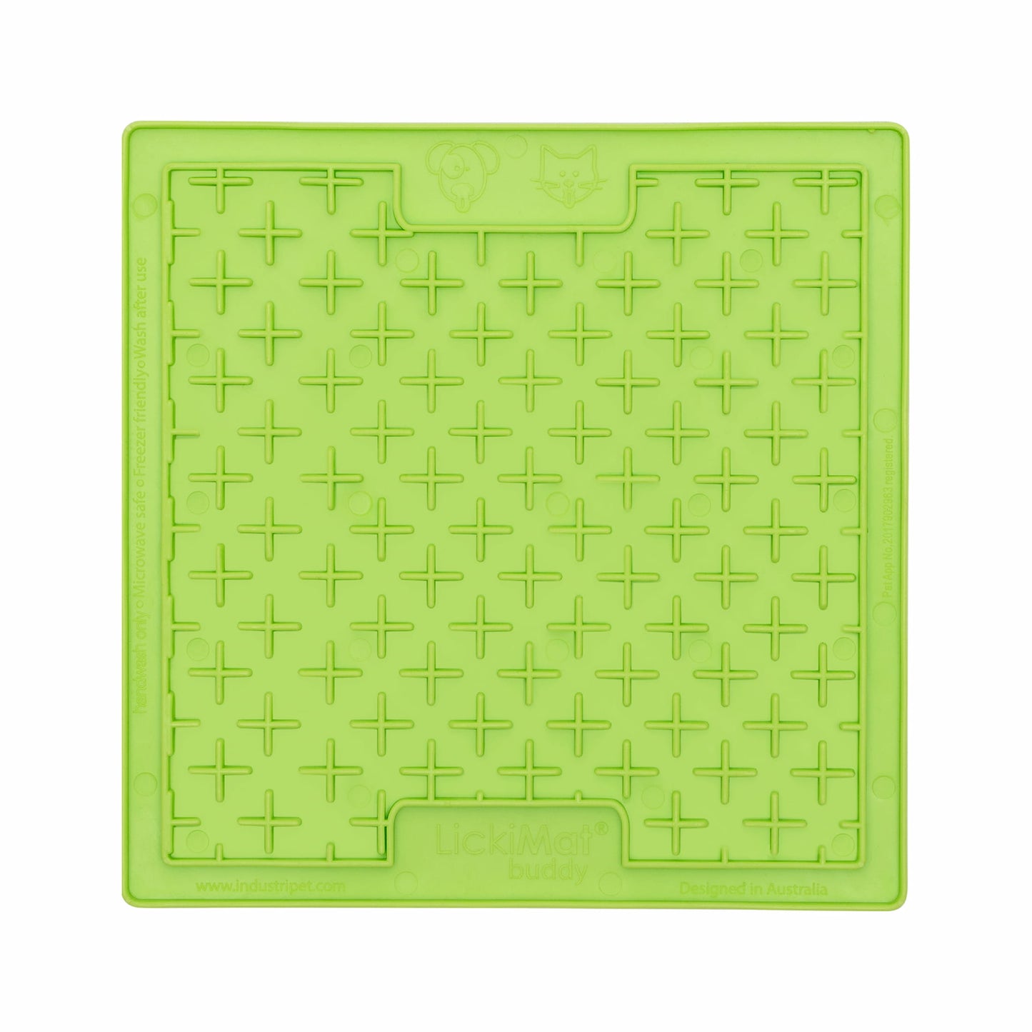 Green LickiMat® Classic Buddy™ – Original Slow Feeder Lick Mat for Dogs (front) on a white background