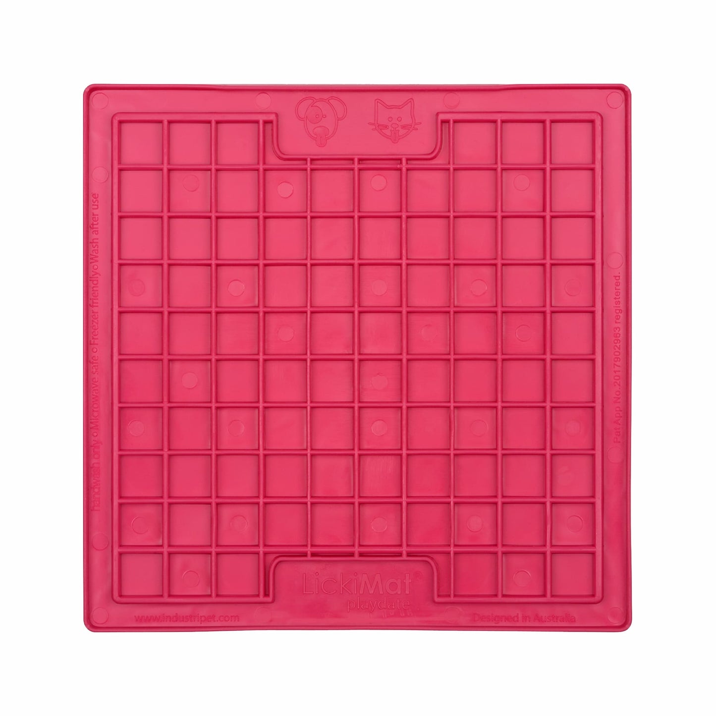 Pink LickiMat Classic Playdate™ – Original Slow Feeder Lick Mat for Dogs (front) on white background