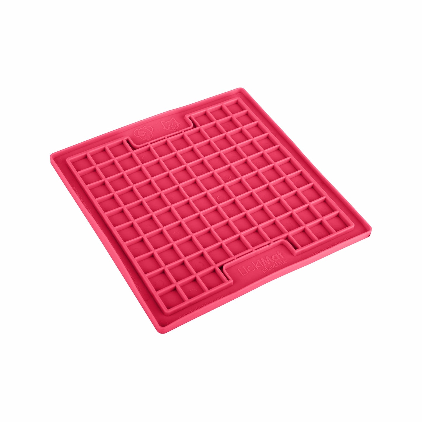 Pink LickiMat Classic Playdate™ – Original Slow Feeder Lick Mat for Dogs (side) on white background
