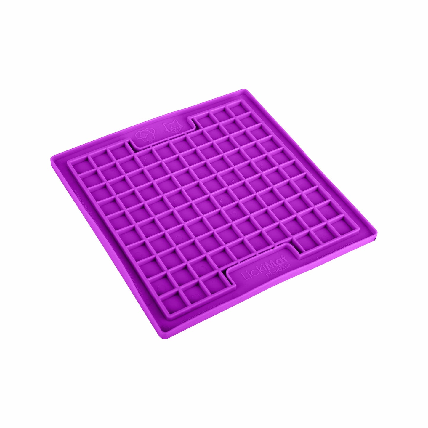 Purple LickiMat Classic Playdate™ – Original Slow Feeder Lick Mat for Dogs (side) on white background