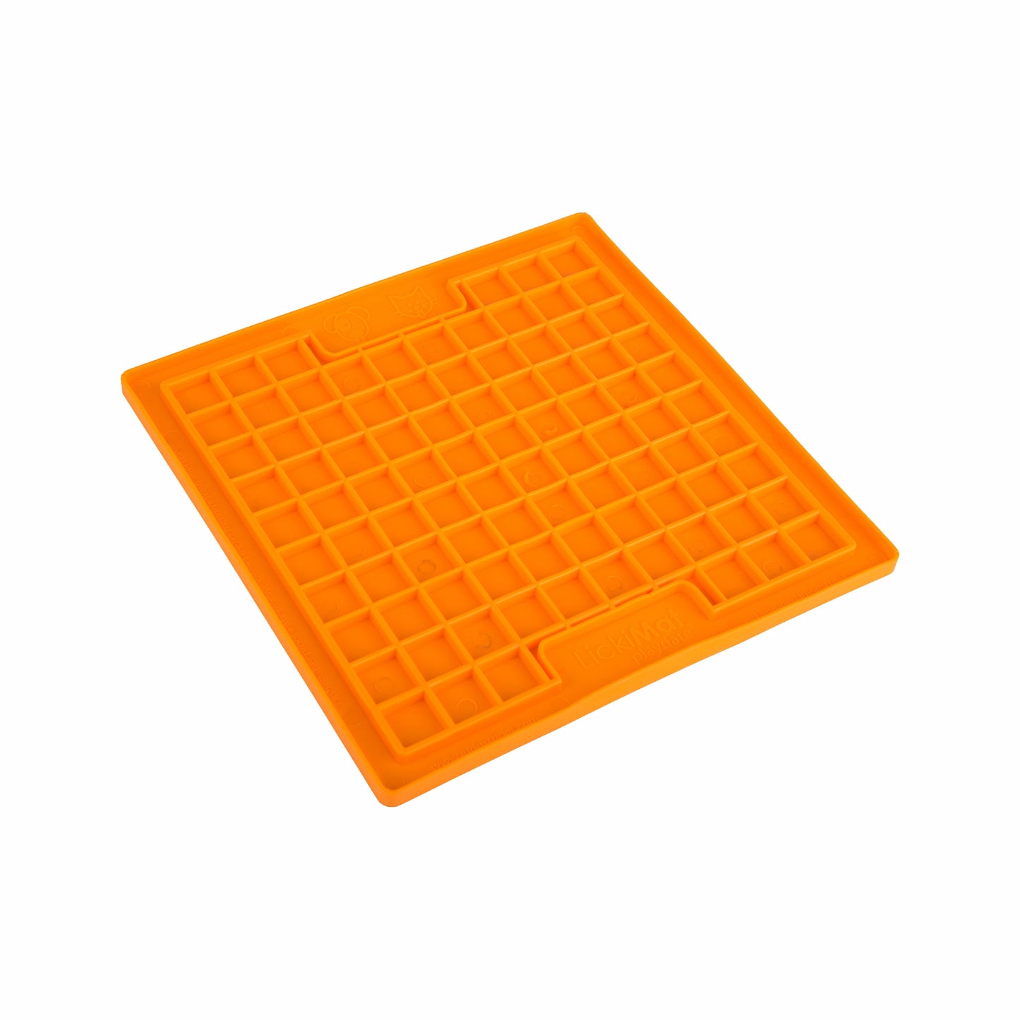 Orange LickiMat Classic Playdate™ – Original Slow Feeder Lick Mat for Dogs (side) on white background