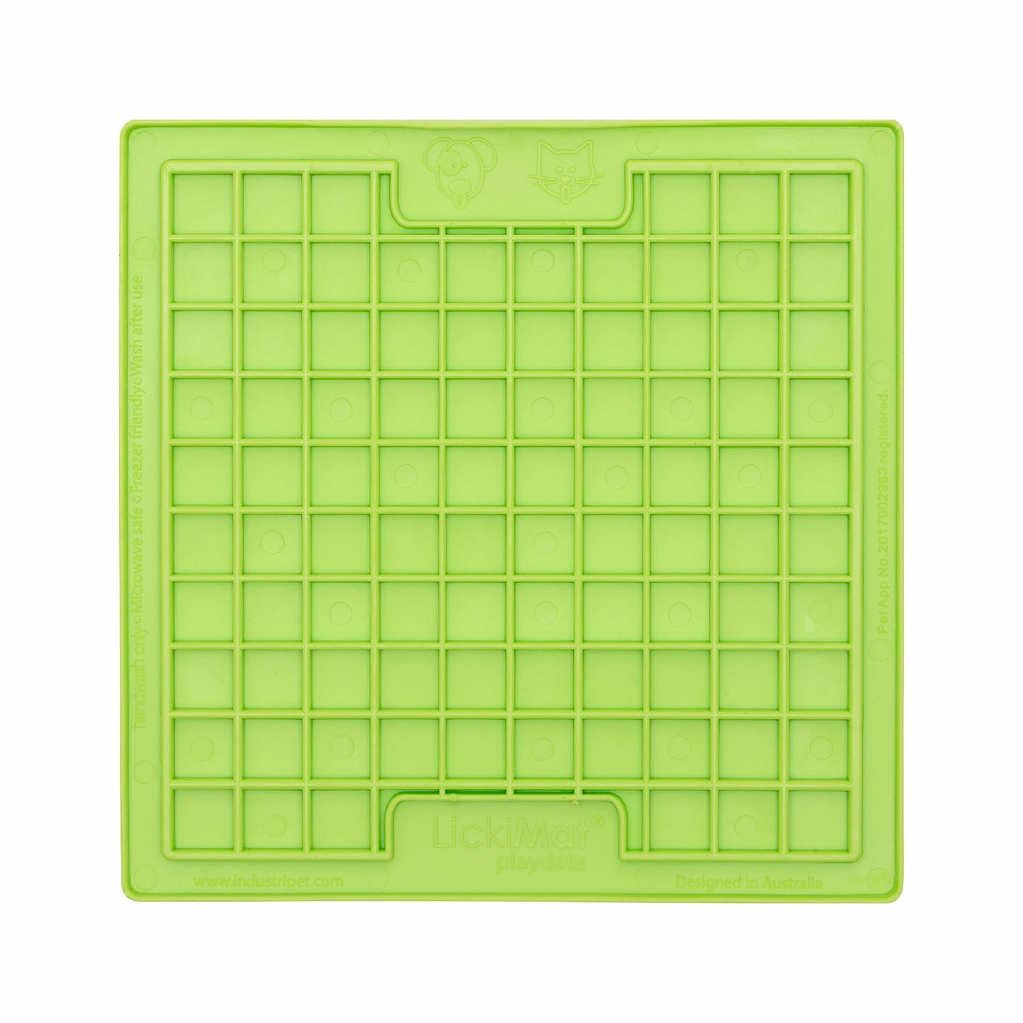 Green LickiMat Classic Playdate™ – Original Slow Feeder Lick Mat for Dogs (front) on white background