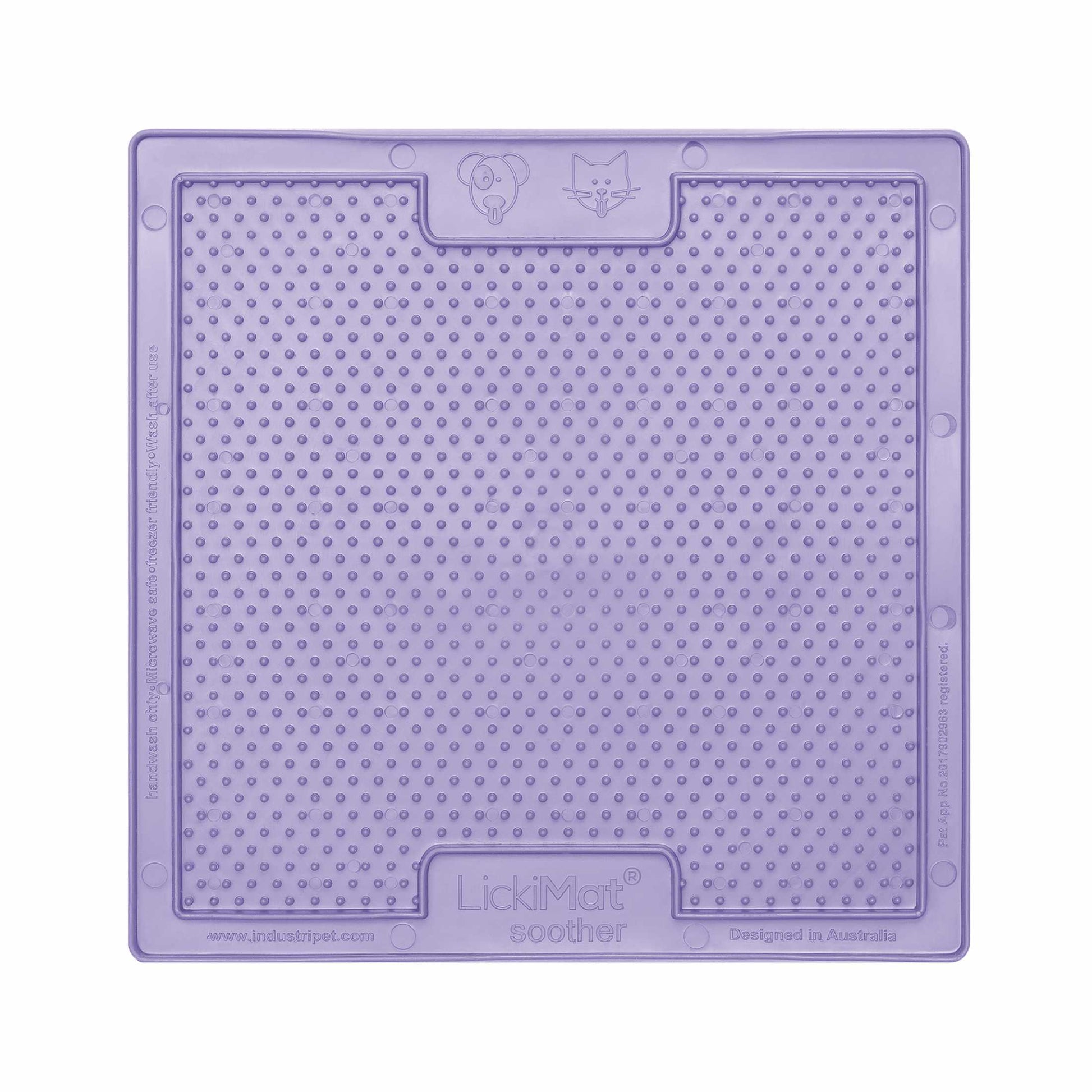 Lavender LickiMat® Classic Soother™ – Original Slow Feeder Lick Mat for Dogs (front) on a white background