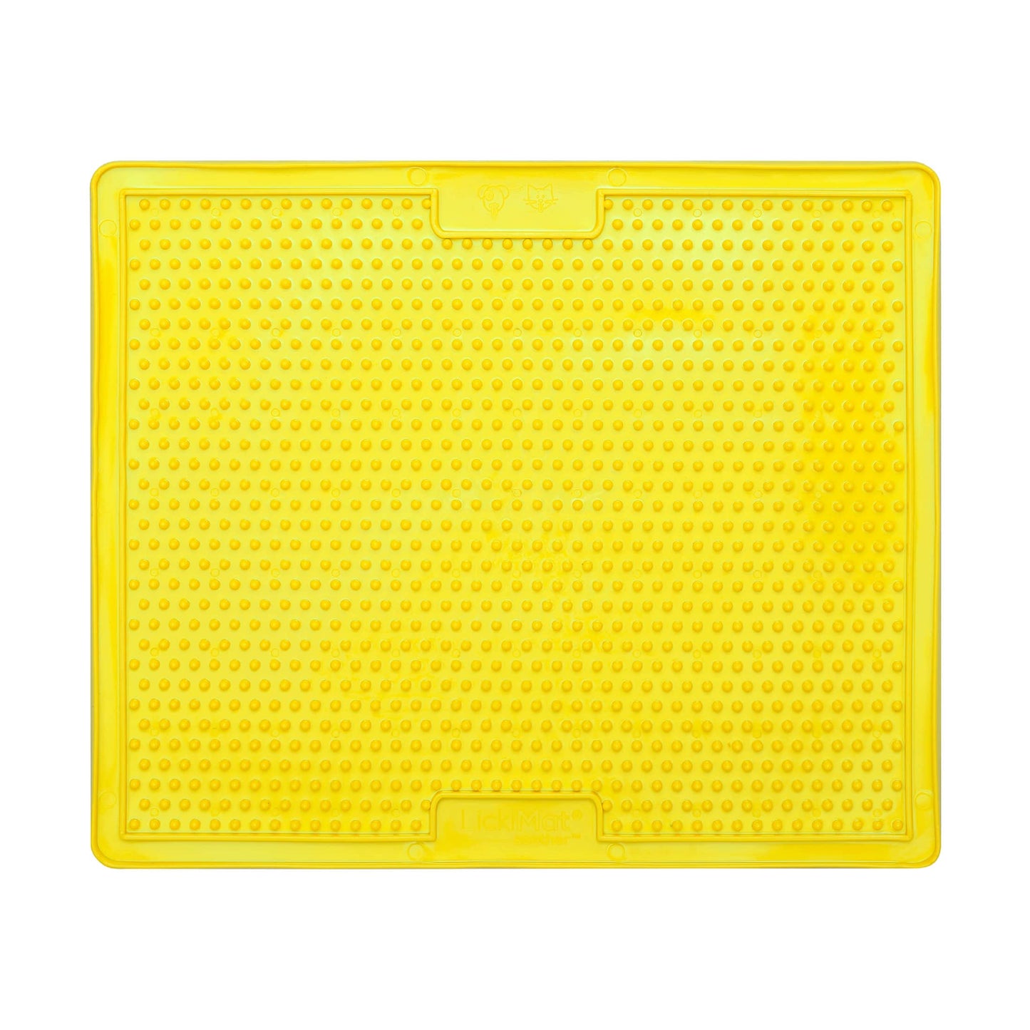 Yellow LickiMat® Classic Soother™ XL – Slow Feeder Lick Mat for Dogs (front) on a white background