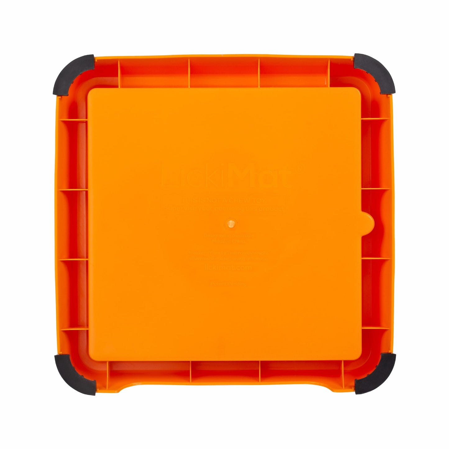 Orange LickiMat® Keeper™ – Non-Slip Holder & Dog Bowl for LickiMats® (rear) on white background