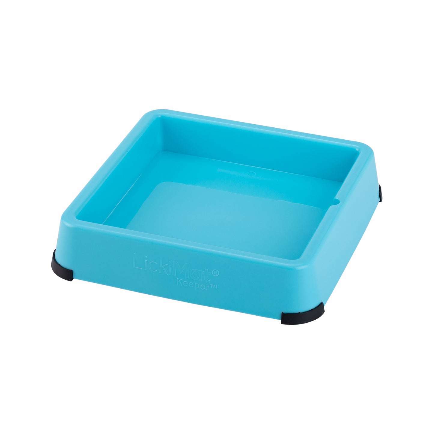 Turquoise LickiMat® Keeper™ – Non-Slip Holder & Dog Bowl for LickiMats® (side) on white background