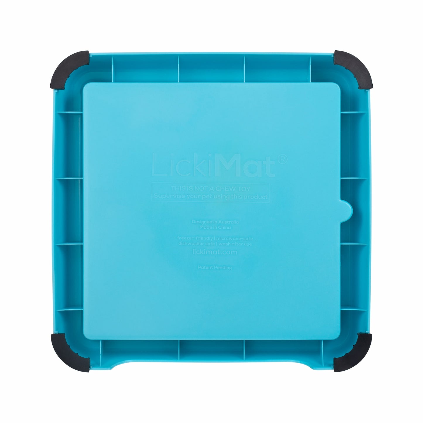 Turquoise LickiMat® Keeper™ – Non-Slip Holder & Dog Bowl for LickiMats® (rear) on white background