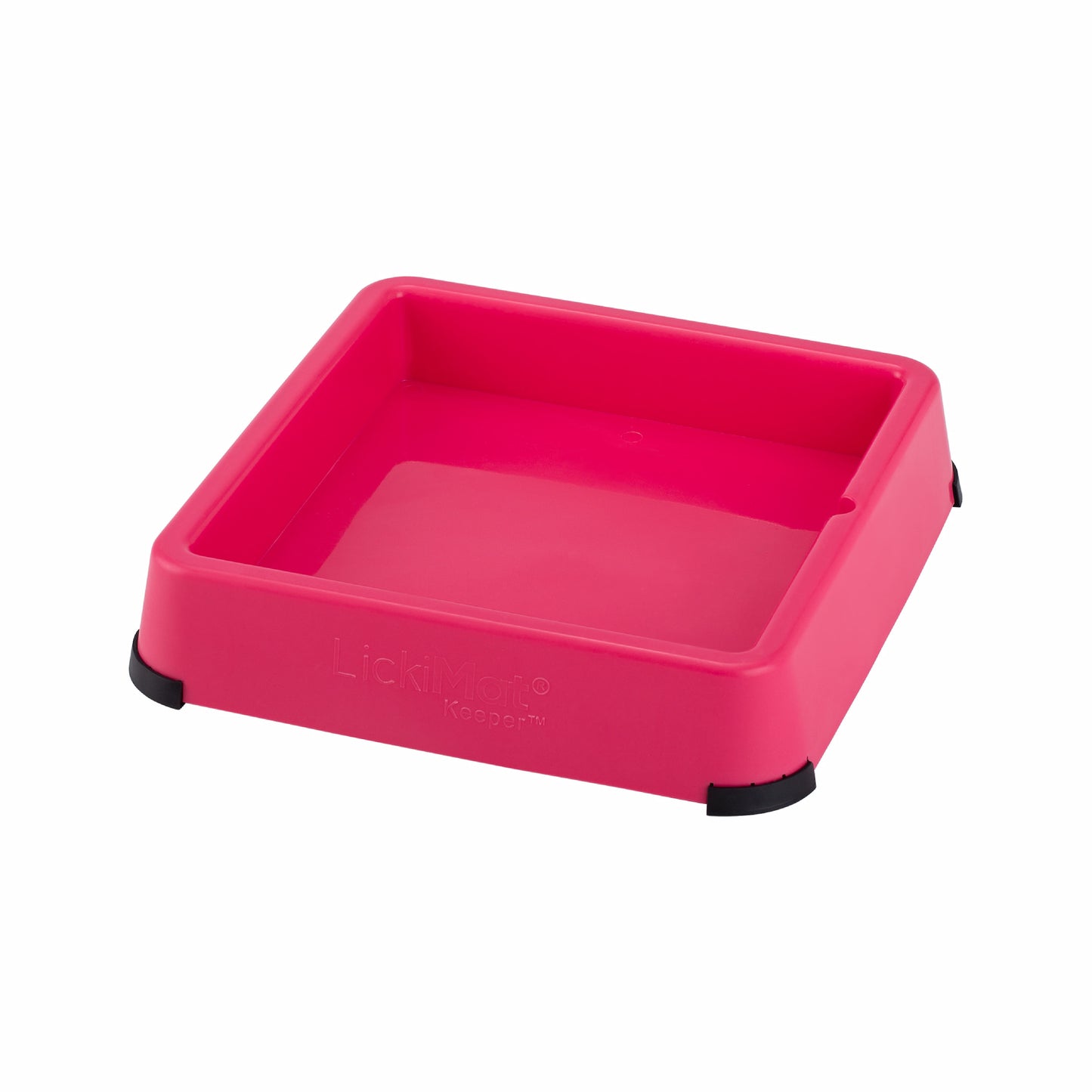 Pink LickiMat® Keeper™ – Non-Slip Holder & Dog Bowl for LickiMats® (side) on white background