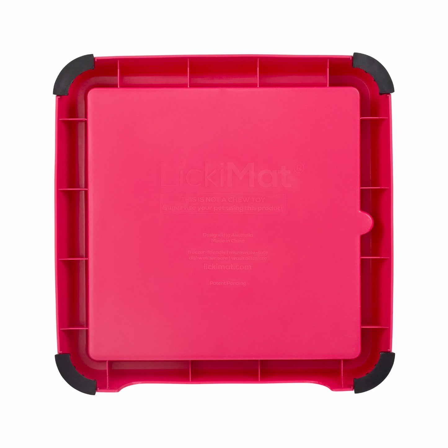 Pink LickiMat® Keeper™ – Non-Slip Holder & Dog Bowl for LickiMats® (rear) on white background