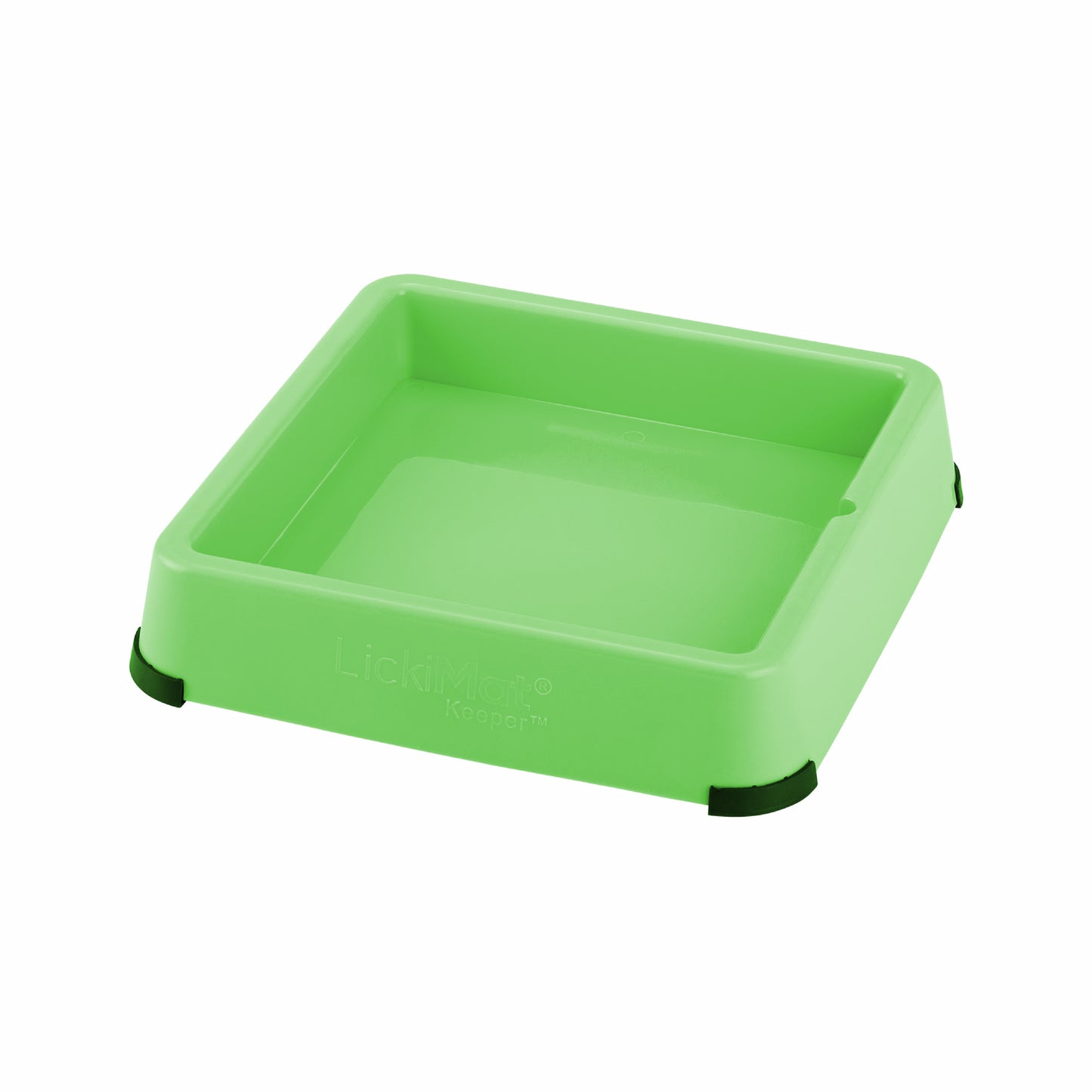 Green LickiMat® Keeper™ – Non-Slip Holder & Dog Bowl for LickiMats® (side) on white background