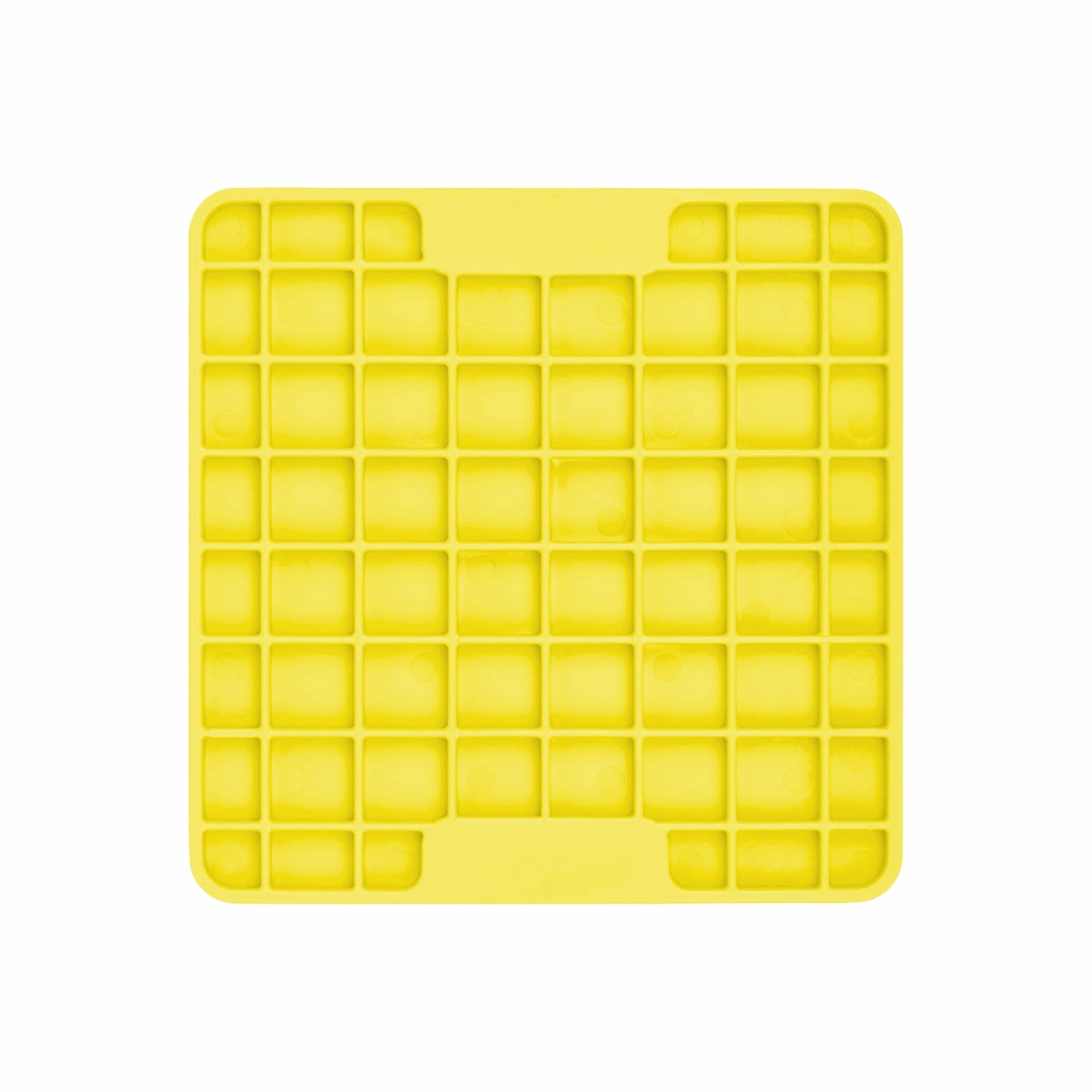 Yellow LickiMat® Mini Playdate™ – Slow Feeder Lick Mat for Cats (front) on white background