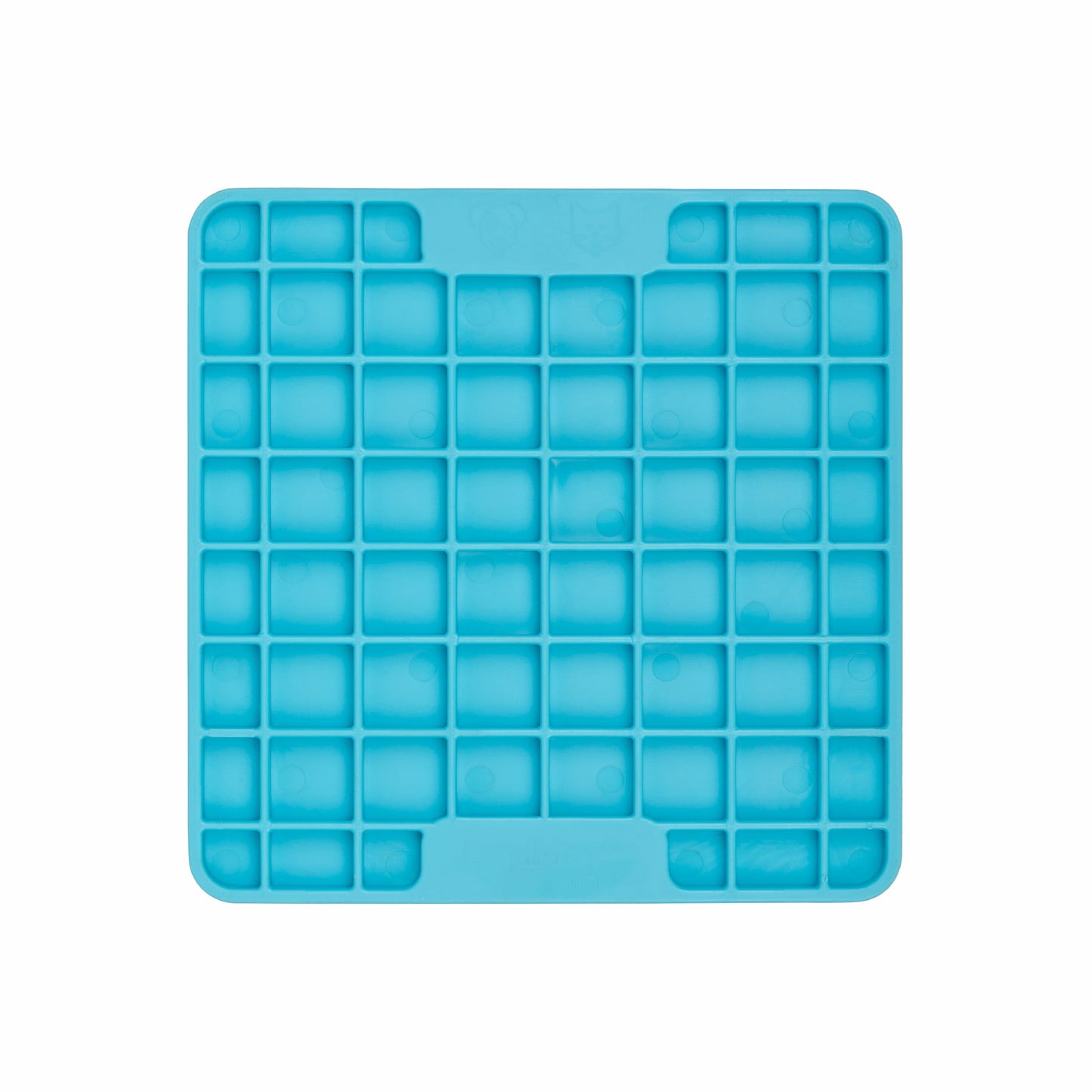 Turquoise LickiMat® Mini Playdate™ – Slow Feeder Lick Mat for Cats (front) on white background