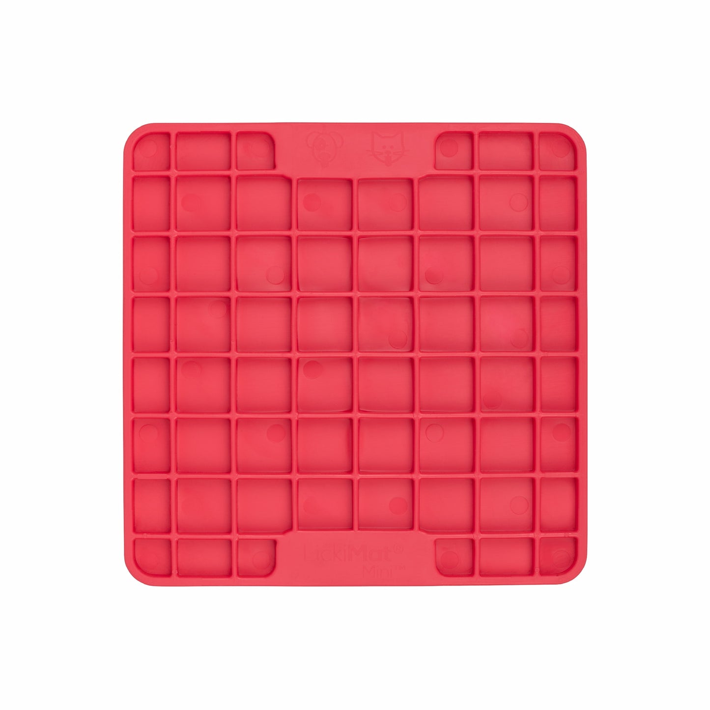 Pink LickiMat® Mini Playdate™ – Slow Feeder Lick Mat for Cats (front) on white background