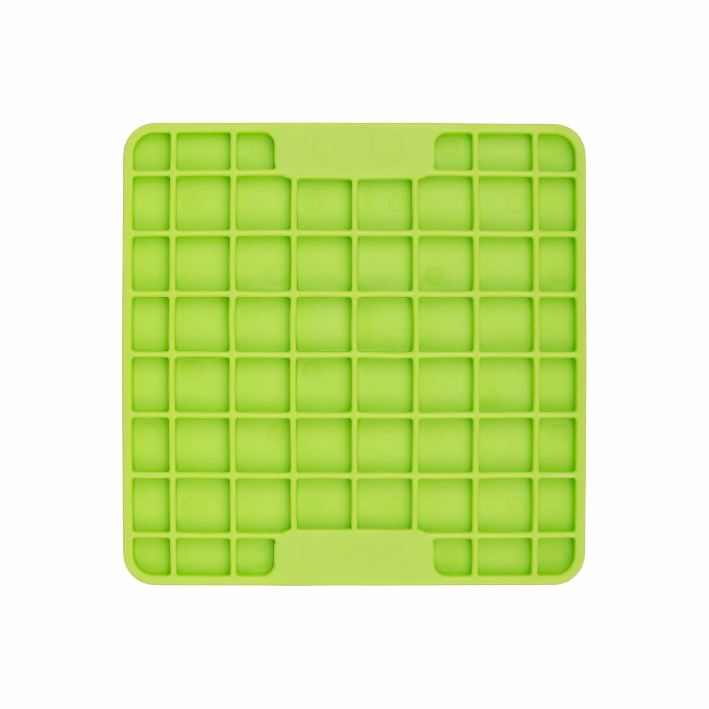 Green LickiMat® Mini Playdate™ – Slow Feeder Lick Mat for Cats (front) on white background
