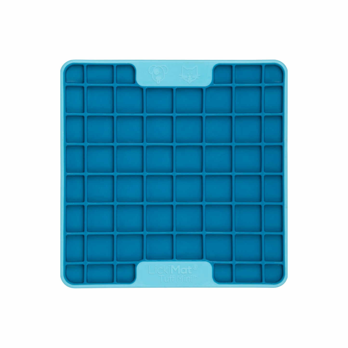 Turquoise LickiMat® Mini Tuff Playdate™ – Slow Feeder Lick Mat for Small Dogs (front) on white background