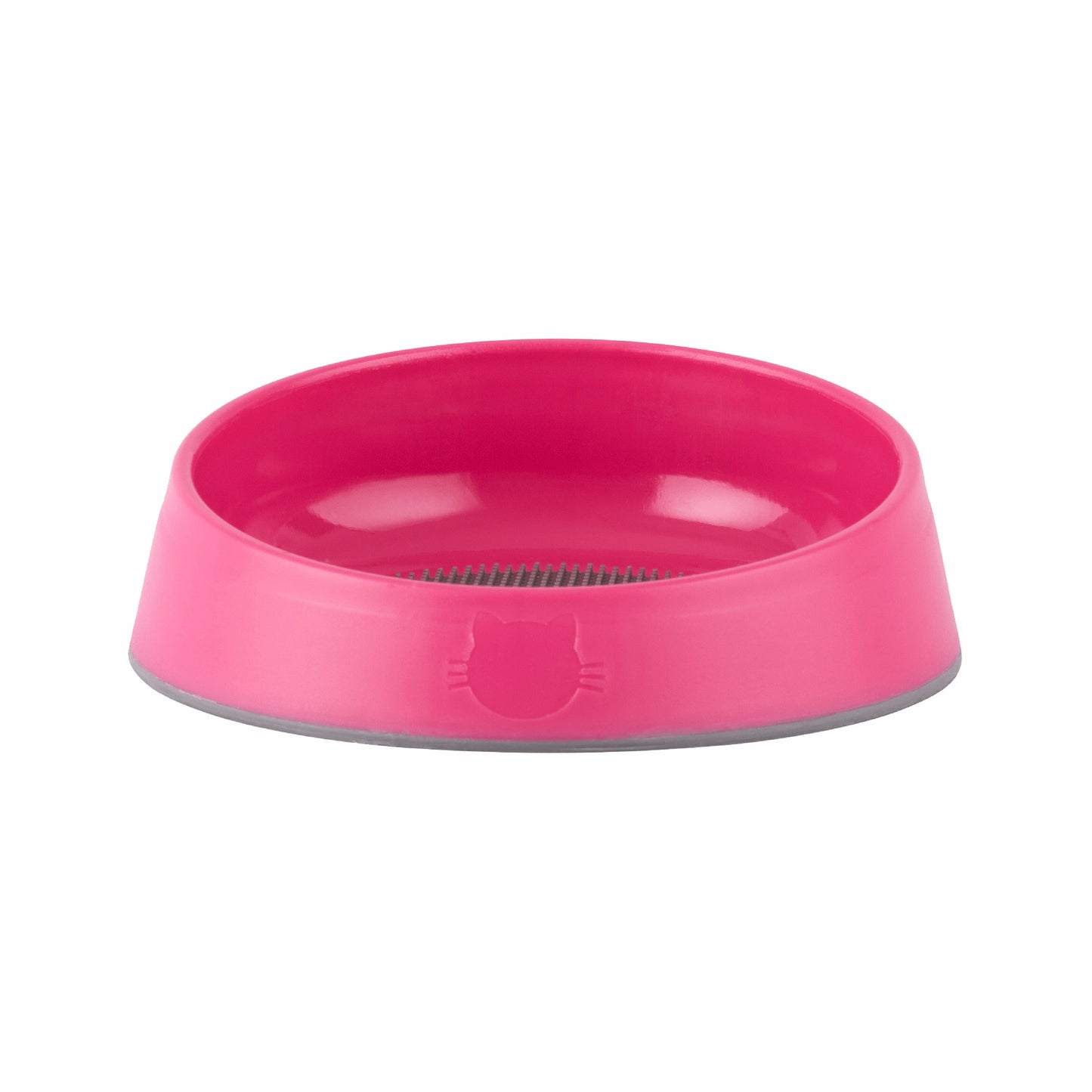 Pink LickiMat® OH Bowl™ for Cats – Oral Health & Slow Feeder Cat Bowl (side) on white background