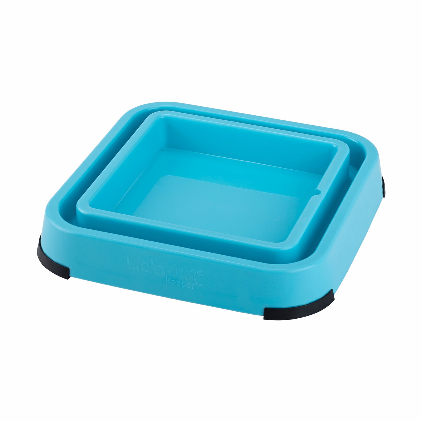 Turquoise LickiMat® Outdoor Keeper™ – Non-Slip Holder & Slow Feeder Dog Bowl (side) on white background