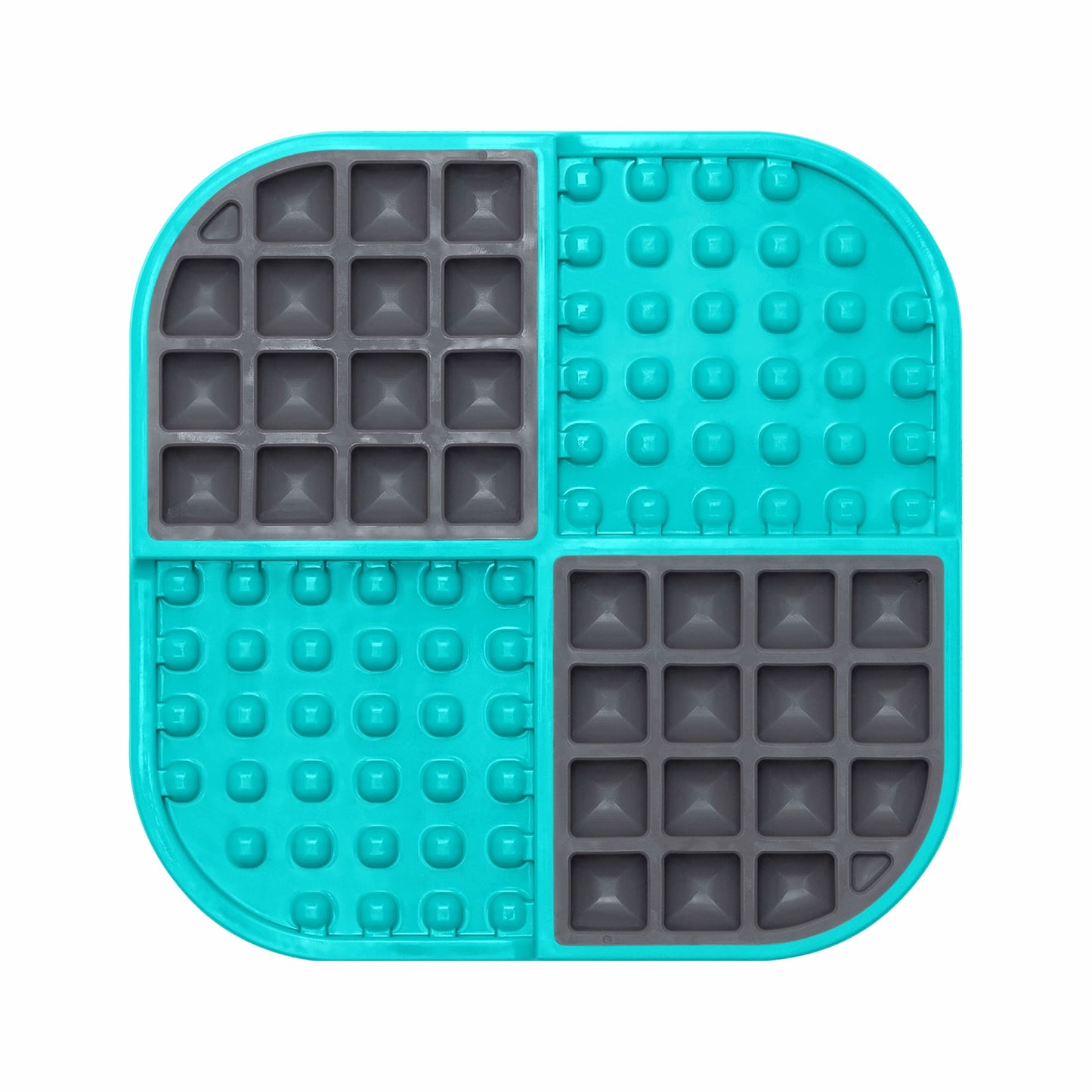 Turquoise LickiMat® Slomo™ – Dual-Texture Slow Feeder Lick Mat for Cats (front) on white background