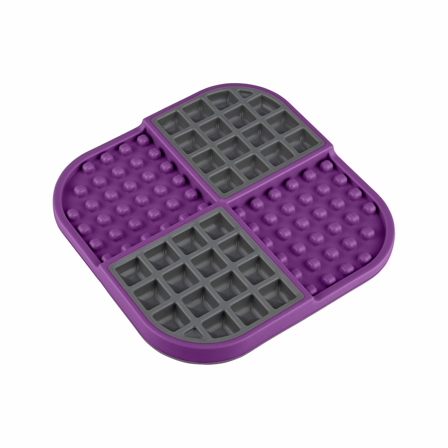 Purple LickiMat® Slomo™ – Dual-Texture Slow Feeder Lick Mat for Cats (side) on white background