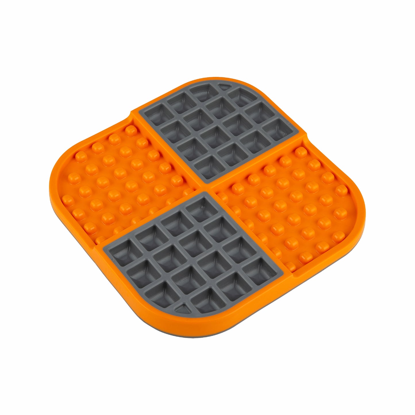 Orange LickiMat® Slomo™ – Dual-Texture Slow Feeder Lick Mat for Cats (side) on white background
