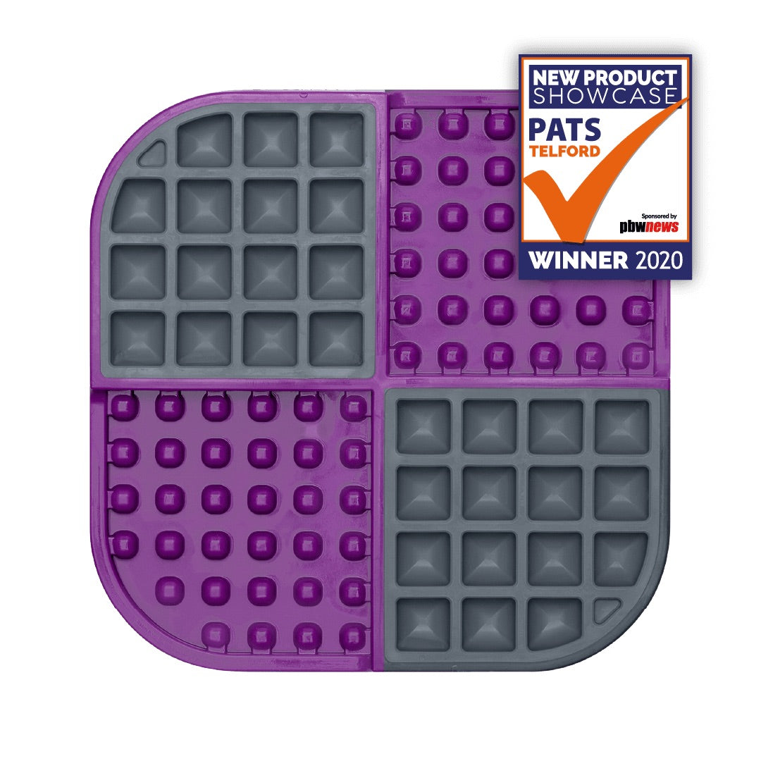 Purple LickiMat® Slomo™ – Dual-Texture Slow Feeder for Dogs (front) on a white background