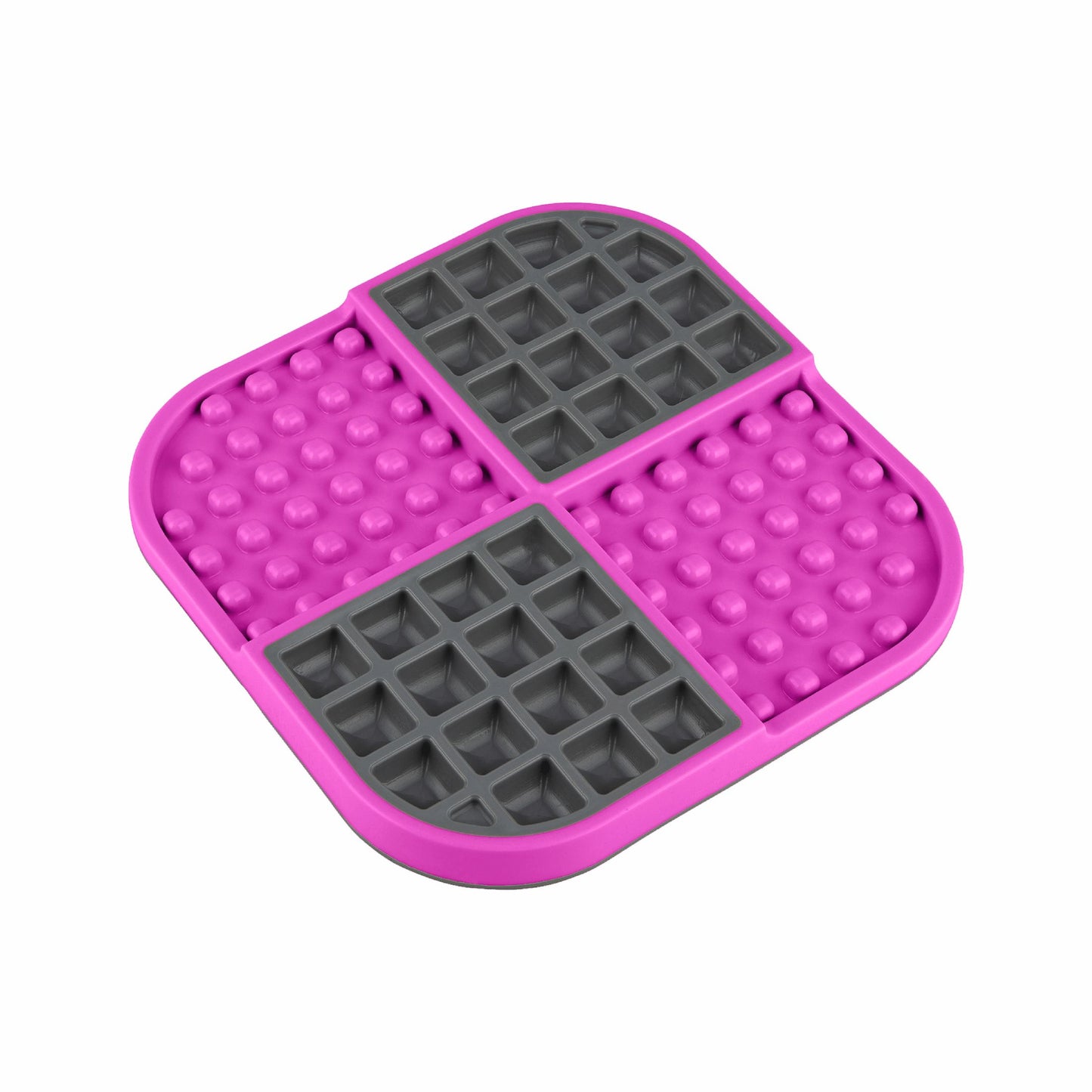 Pink LickiMat® Slomo™ – Dual-Texture Slow Feeder for Dogs (side) on a white background