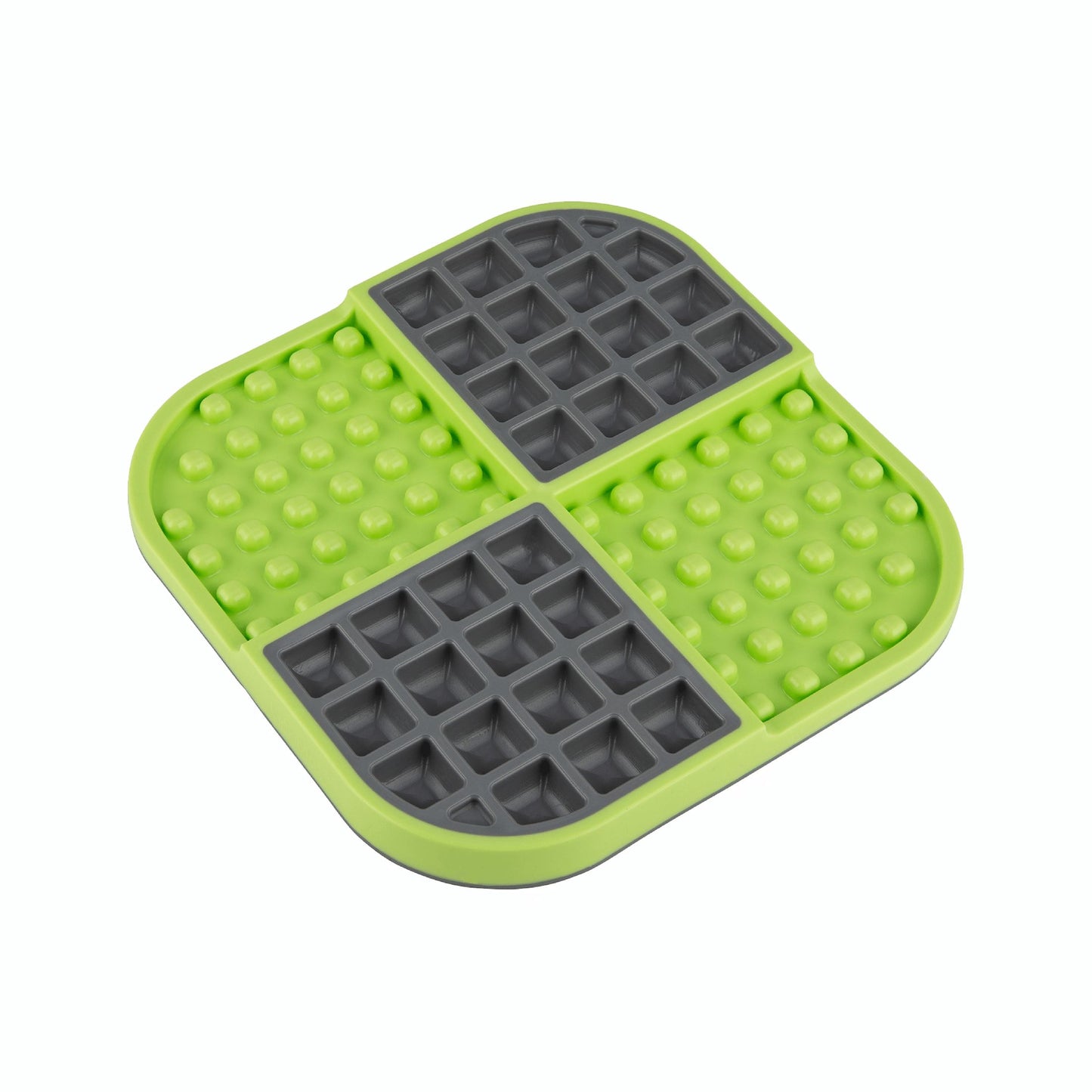 Green LickiMat® Slomo™ – Dual-Texture Slow Feeder for Dogs (side) on a white background