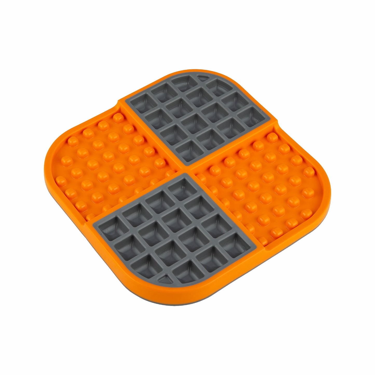 Orange LickiMat® Slomo™ – Dual-Texture Slow Feeder for Dogs (side) on a white background