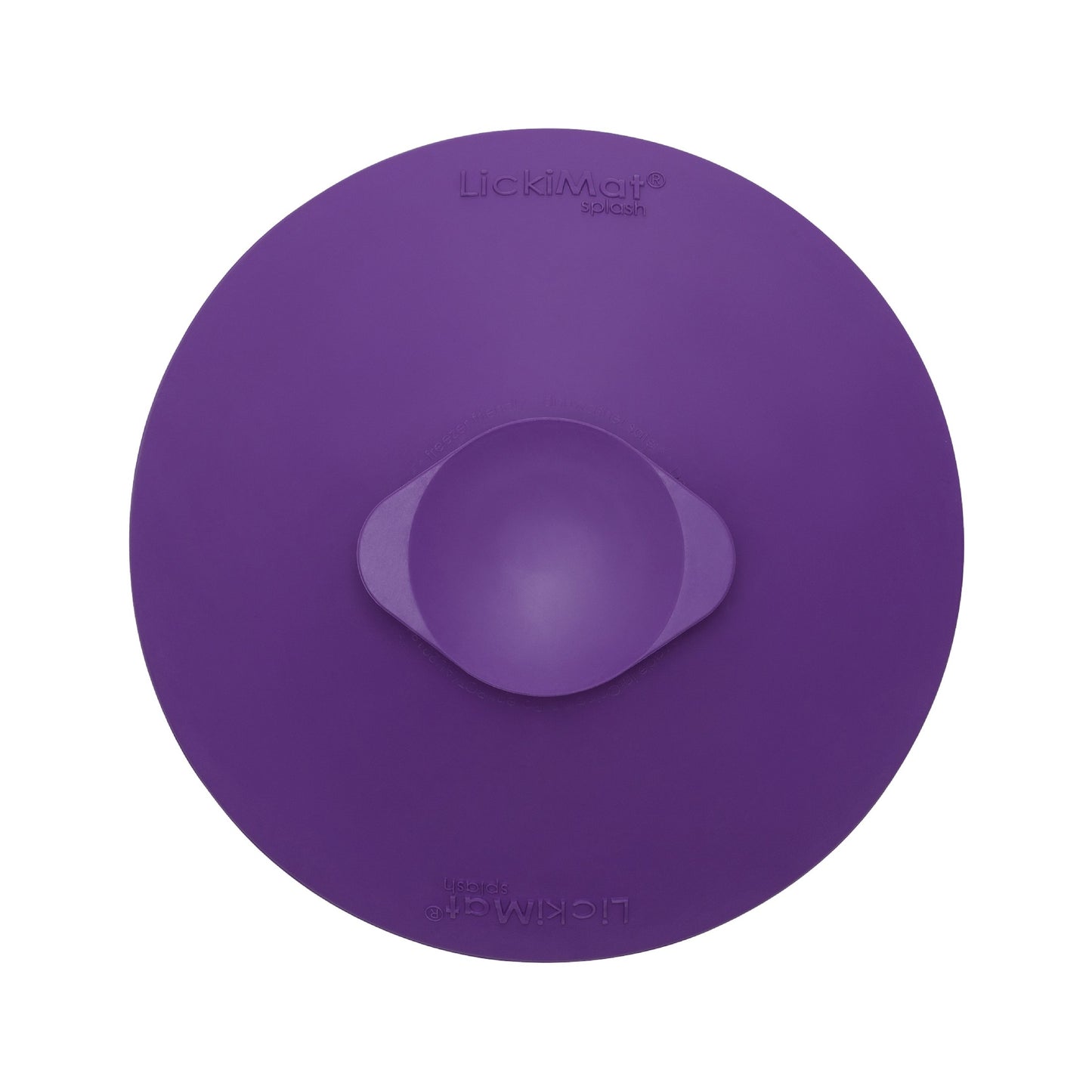 Purple LickiMat® Splash™ – Suction Slow Feeder for Dogs, Grooming & Bath Time (rear) on a white background