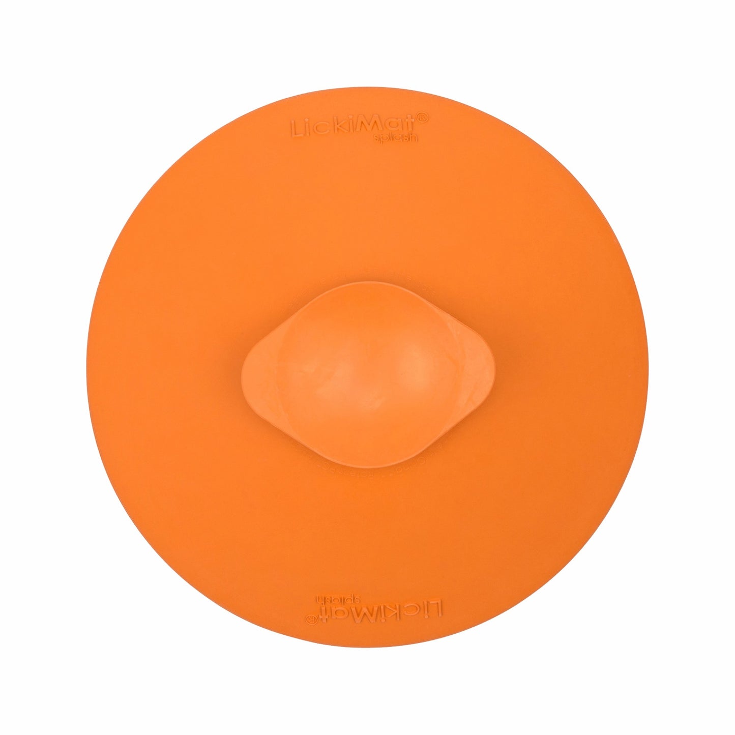 Orange LickiMat® Splash™ – Suction Slow Feeder for Dogs, Grooming & Bath Time (rear) on a white background