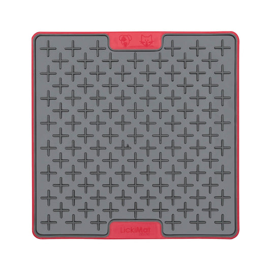 Red LickiMat® Tuff Buddy™ – Durable Slow Feeder Lick Mat for Dogs (front) on a white background