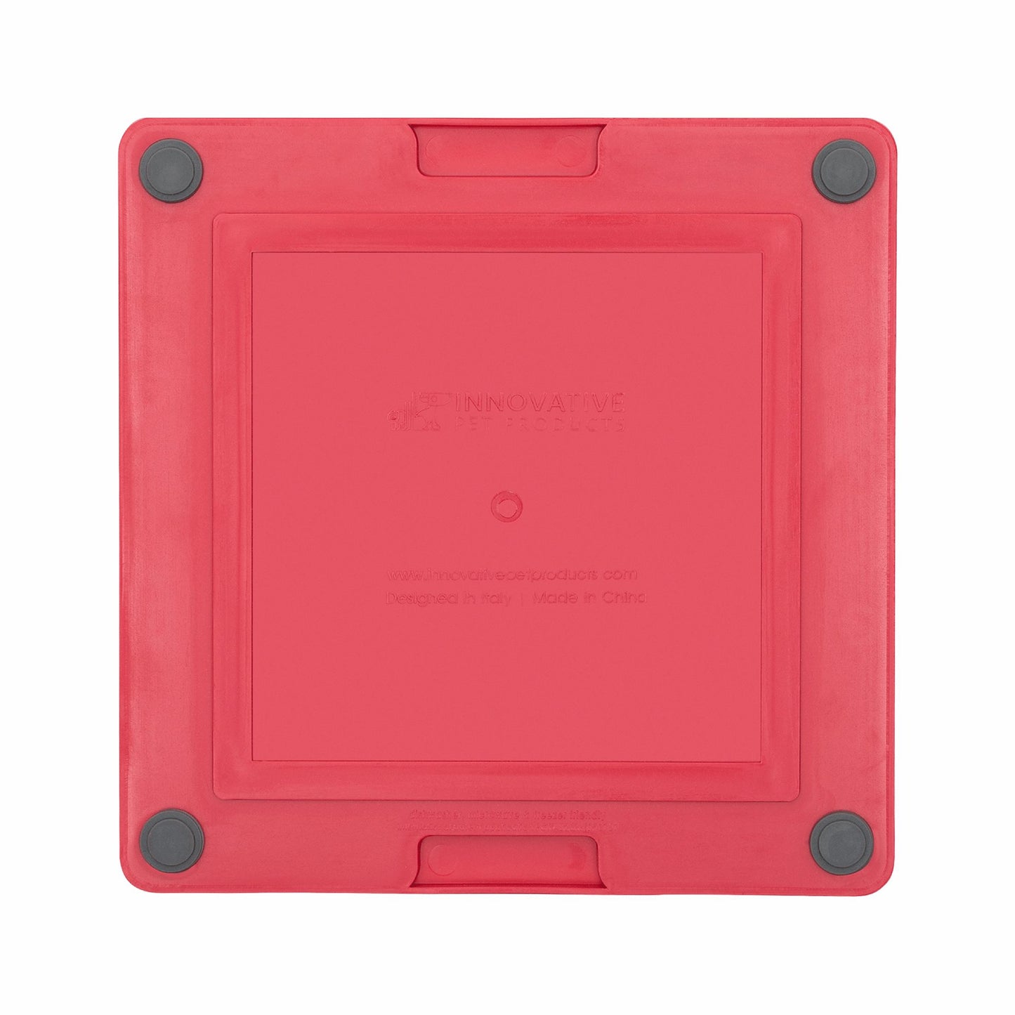 Red LickiMat® Tuff Playdate™ – Durable Slow Feeder Lick Mat for Dogs (rear) on a white background