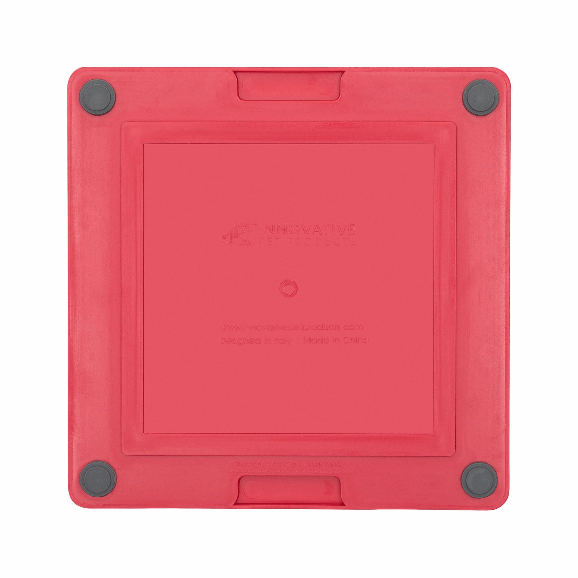 Red LickiMat® Tuff Playdate™ – Durable Slow Feeder Lick Mat for Dogs (rear) on a white background