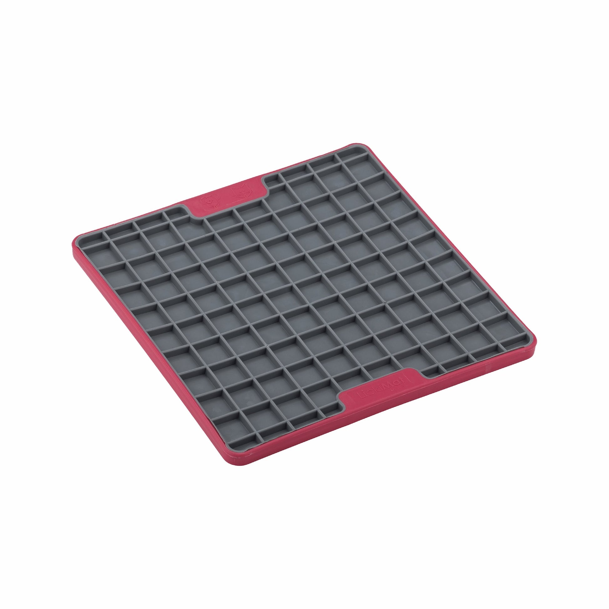 Red LickiMat® Tuff Playdate™ – Durable Slow Feeder Lick Mat for Dogs (side) on a white background