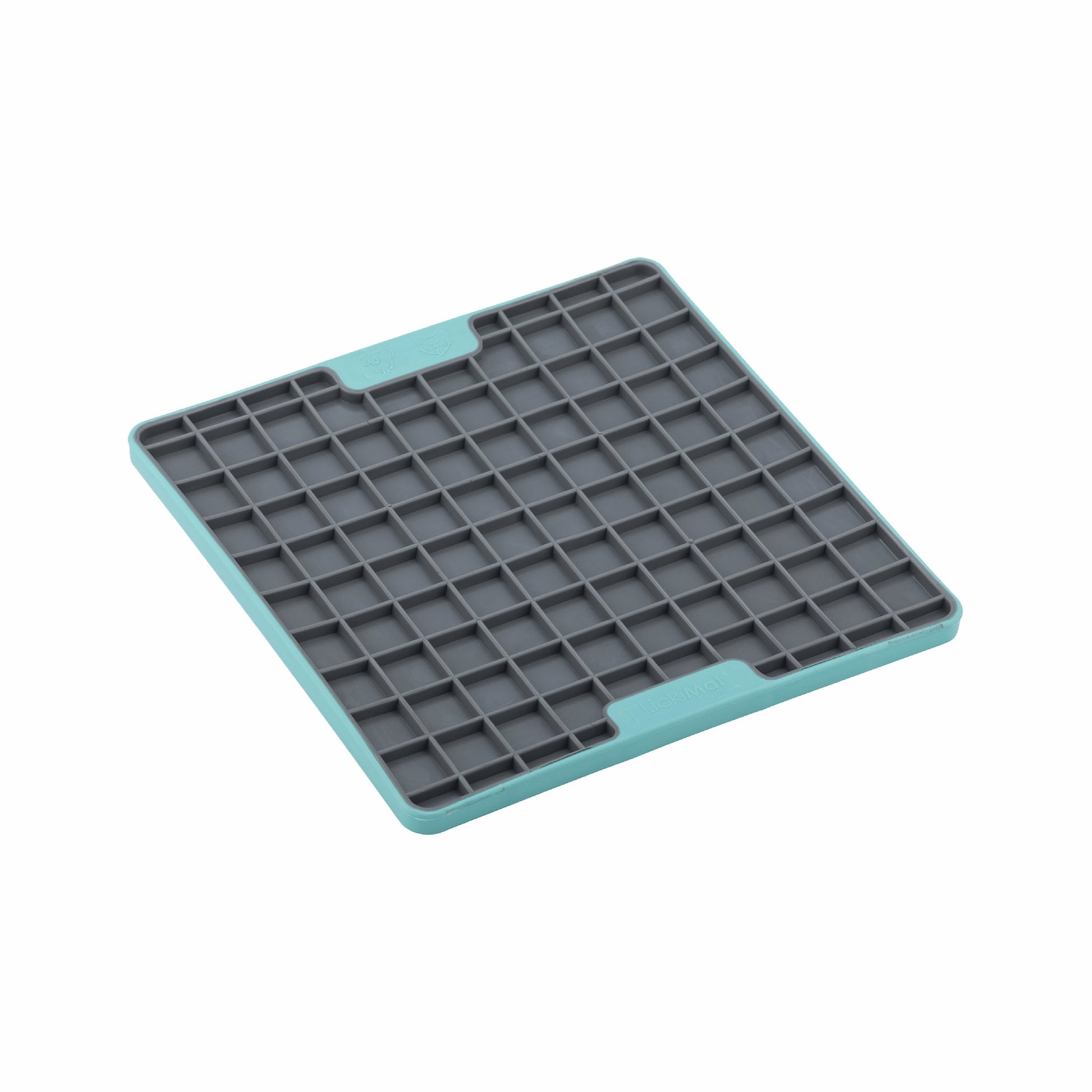 Turquoise LickiMat® Tuff Playdate™ – Durable Slow Feeder Lick Mat for Dogs (side) on a white background