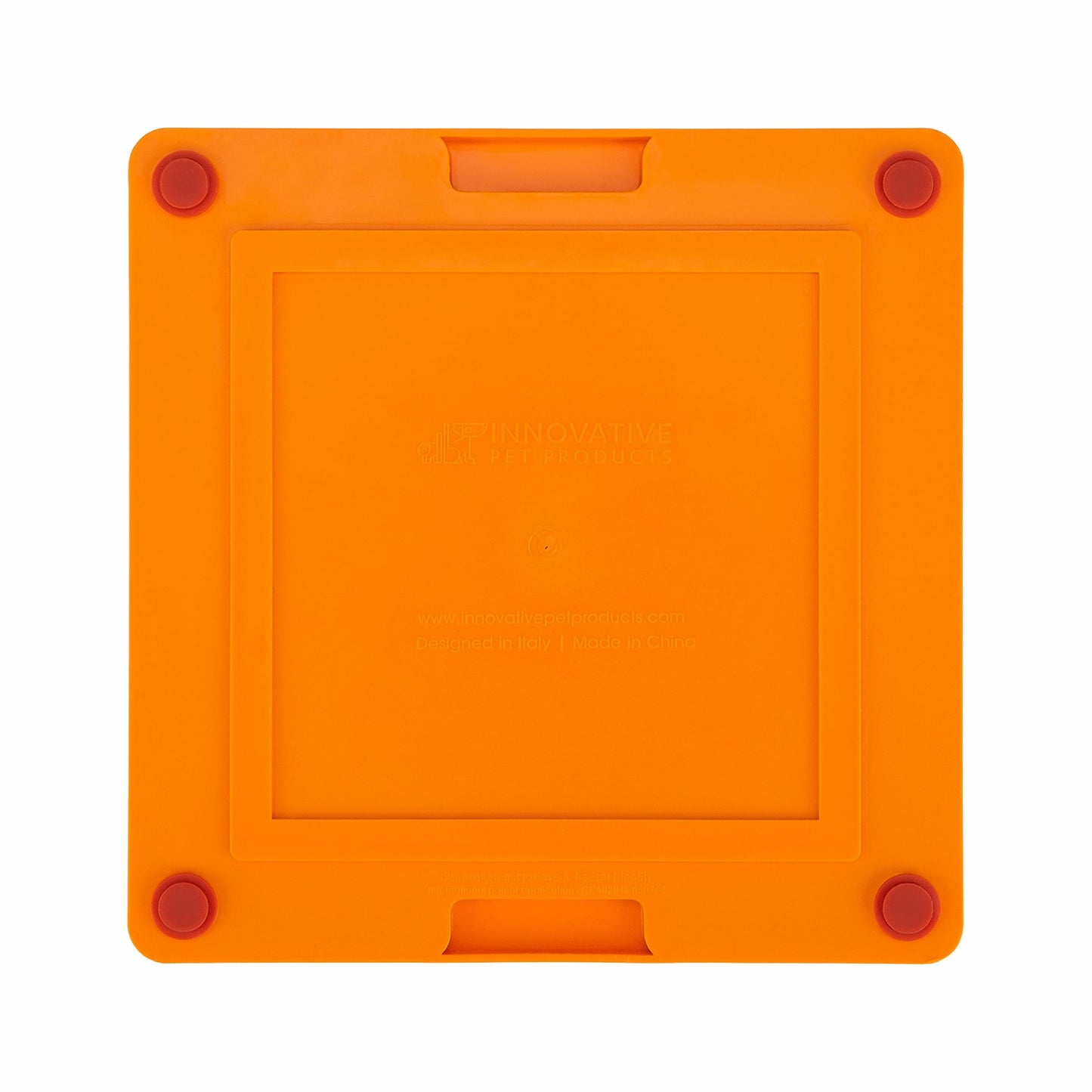 Orange LickiMat® Tuff Pro Soother™ – Slow Feeder Lick Mat for Dogs (rear) on a white background