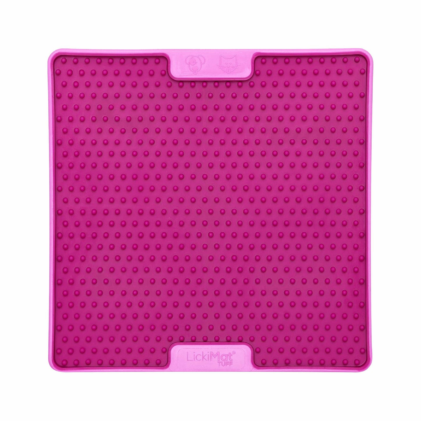 Pink LickiMat® Tuff Pro Soother™ – Slow Feeder Lick Mat for Dogs (front) on a white background